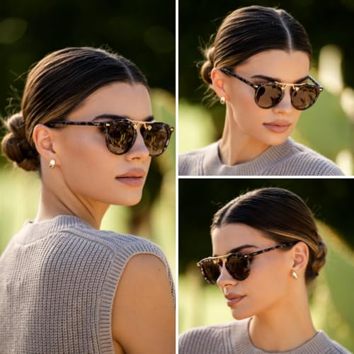 WearMe Pro - Women's Polarized, Round Retro, Double-Bridge Vintage Sunglasses3