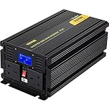 VEVOR Spannungswandler, 2000 W Reiner Modifizierte Sinus Wechselrichter, 12 V DC / 240 V AC, LED-Anzeigen 4000 W, LCD-Bildschirm, 0,3 A, 330 x 167 x 120 mm, Intelligente Lüfterkühlung, 2 Batteriekabel