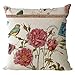 Nunubee Housse de Coussin de Fleurs Tropicales Lin 45 x 45 cm Taie d'oreiller de Décoration de la Maison Voiture Lit Canapé, Modèle 15