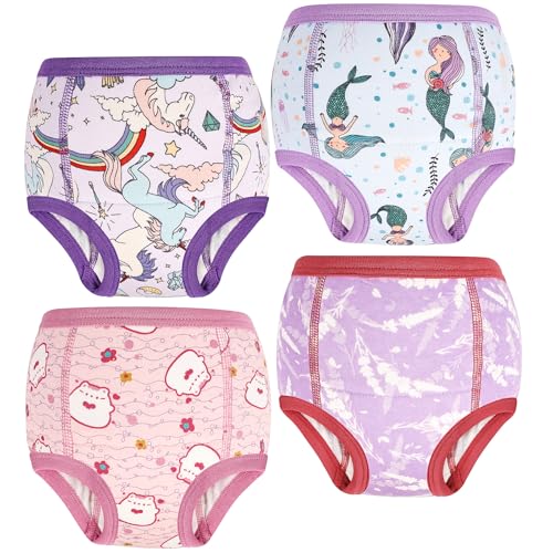 MOEMOE BABY トイレトレーニングパンツ 6層 幼児 4枚組 トイトレパンツ 防漏 吸収層付き 洗える 繰り返し使用 コットン 成長対応 快適フィット トレーニング 下着 女の子 男の子 160