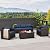 Rattan Star 4 Piece Patio Furniture Set 45In Fire Pit Table Outdoor Furniture Sets Patio Couch Outdoor Chairs 50000 BTU Propane Fire Pit with No-Slip Cushions and Waterproof Covers, Navy Blue