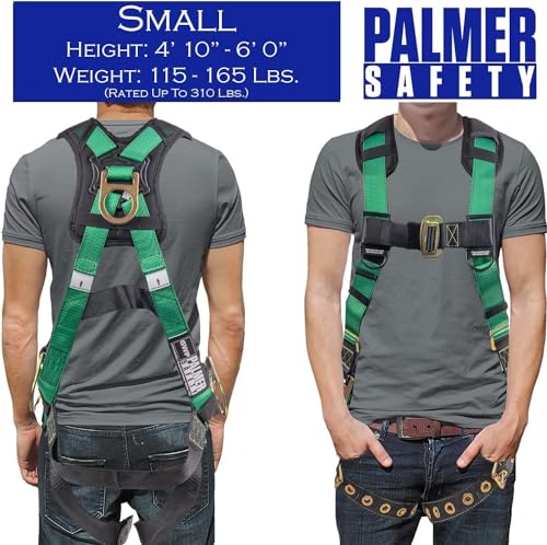 Image of Palmer Safety Full Body Harness with 5 Point Adjustment, Dorsal D-ring, Grommet Legs, Two Side D Rings, and Fall Indicators