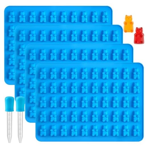 JOERSH Gummy Bear Candy Molds Mini Size Silicone Molds for Hard Candy, Gummy, Caramels, Chocolate, Ganache, Ice Cubes, 200 Cavity