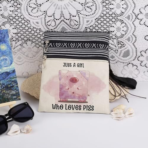 Pig Print Women Crossbody Bag Just A Girl Who Loves Pigs Adjustable Shoulder Strap Messenger Bag Sweet Birthday Gift for Pig-Loving Adult3