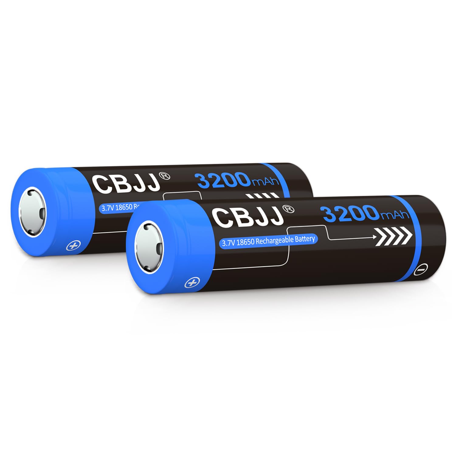 CPZZ 18650 Rechargeable Battery, 3.7V Batteries 18650 3200mAh Flat Top Battery for Headlights etc, 2 Pcs-1007