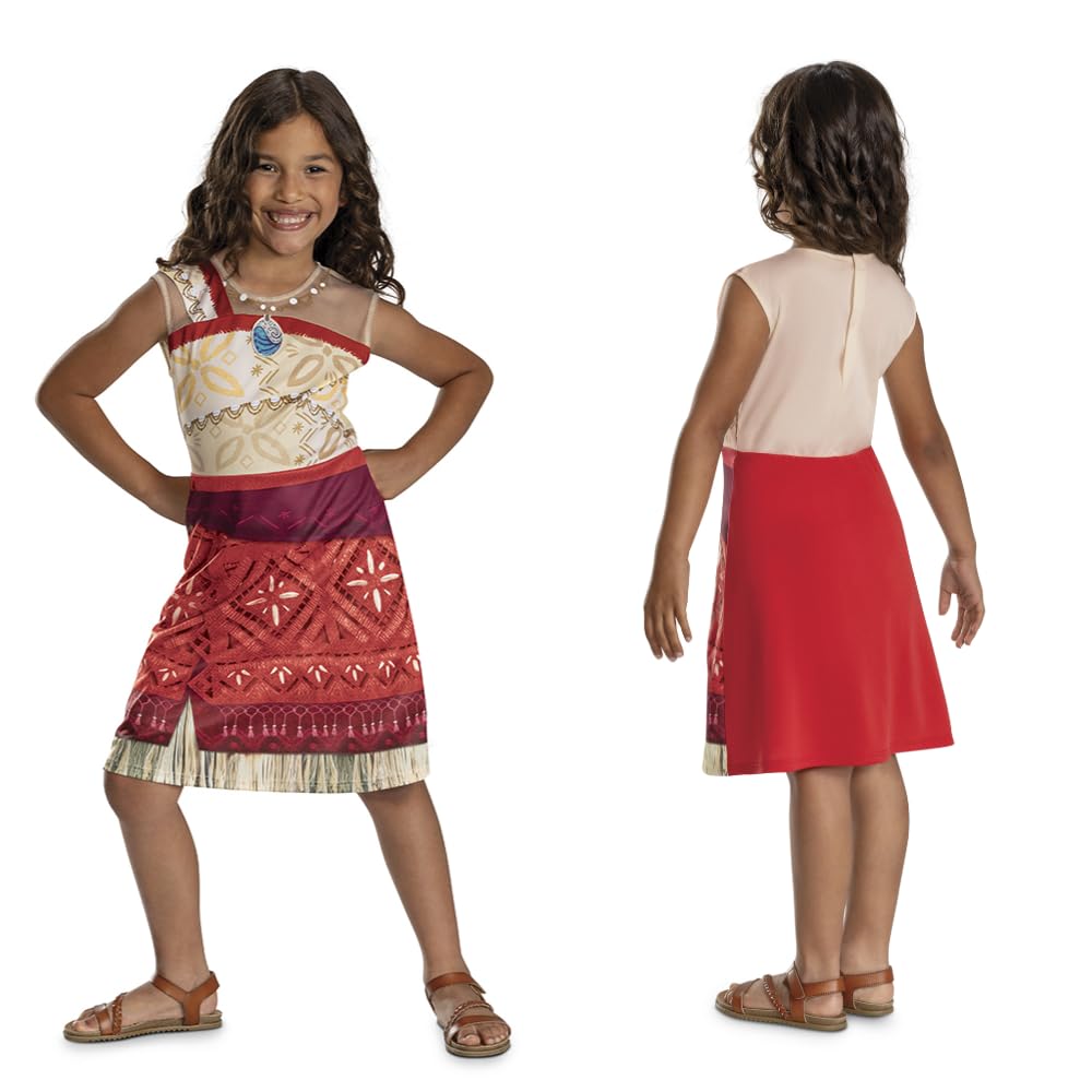 Disney Moana Costume for Kids, Official Disney Moana Licensed Dress Up by Disguise, Includes Multi-Colour Bandeau Style Dress with Iconic Print, Ages 4-6
