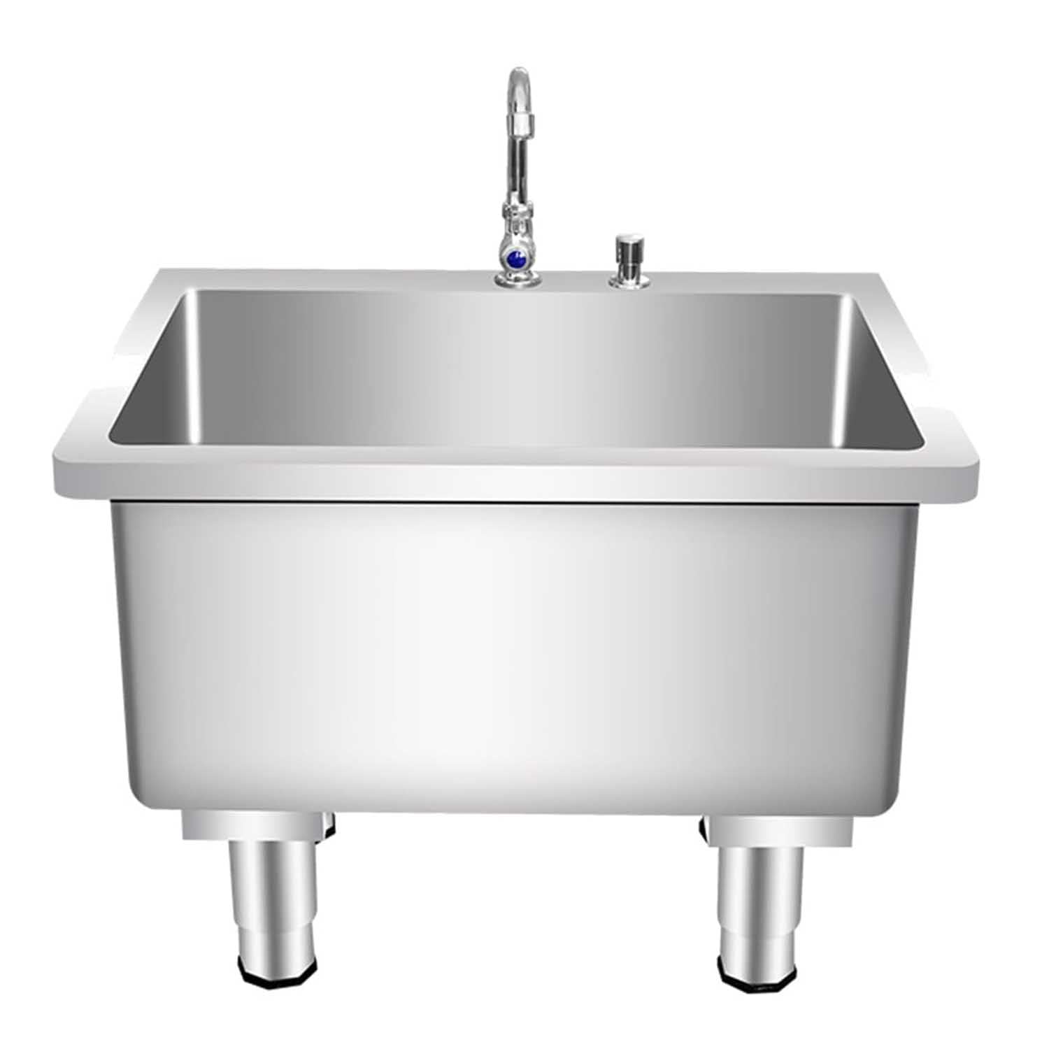 Fregadero para Fregona Independiente con Grifo, Fregadero para Fregona De Acero Inoxidable 304 con Botón De Drenaje Y Ranura de 30 cm de Profundidad para Restaurantes