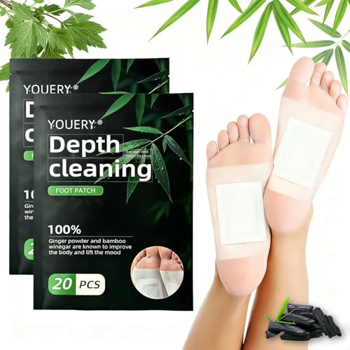 Youery Parches Detox para Pies, Detox Foot Patch,Parches Pies Desintoxicantes,Naturales Bambu Ajenjo Parche Desintoxicacion,Eliminar Toxinas del Cuerpo,Alivio Dolor y Estrés Mejorar el Sueño (40Pcs)