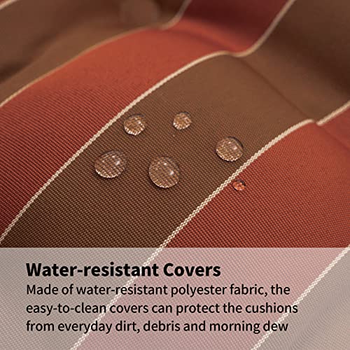 Lebenliebe Outdoor Chair Pads For Dining Chairs Kitchen Chair Tufted Cushion Water Resistant Office Chair Seat Cushion, Red And Brown Stripes #TOP1