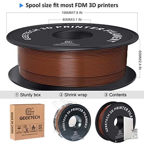 Image of Geeetech PLA Filament 1.75mm Brown, Neatly Wound 3D Printer Filament 1kg Spool (2.2lbs), Dimensional Accuracy + /- 0.02 mm, 3D Printing Filament Fit Most FDM Printer, New Brown