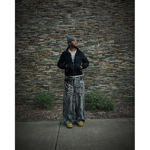 Men's Hip Hop Splicing Wide Leg Y2K Jeans Women's Gothic Straight Loose Jeans2