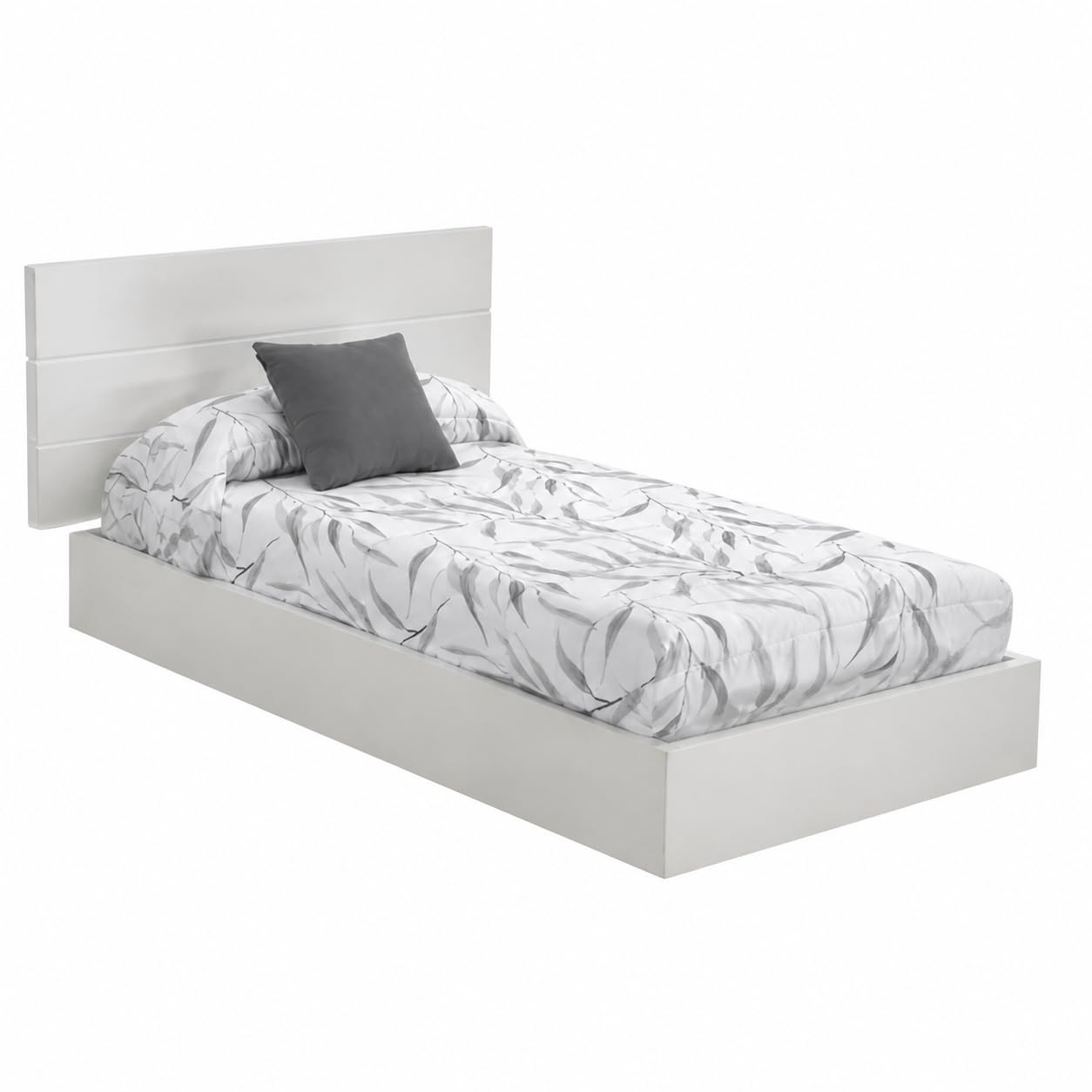 Lanovenanube Edredón Ajustable Bambu Gris Cama 120, 100% Microfibra 250g | Tacto melocotón y ajuste al colchón. Largo válido 190/200 cm. Estampado bambú, fabricado en España