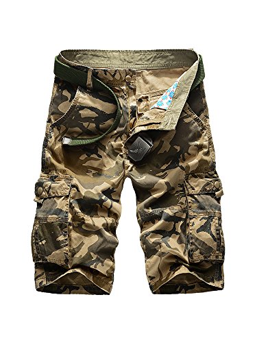 OCHENTA Men's Outdoor Camo Cargo Shorts Military-Style #66 Khaki Size 38 - US 36