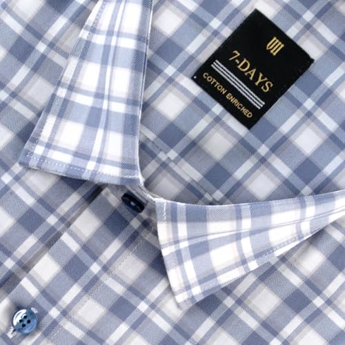Image of 7-DAYS Men's Premium Checks Formal Shirt - Cotton Rich, Regular Fit, Full Sleeve, with Pocket, Wrinkle Resistant - Stylish Office & Everyday Wear.
