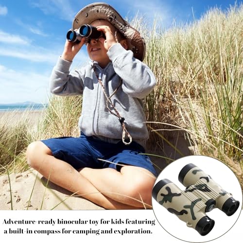 Image of Army Style Binocular Toy for Kids | with Compass & Neck String Bird Watching Shockproof, Lightweight Indoor Outdoor Telescope Toys for Boys and Girls Birthday Gift Educational Learning Item