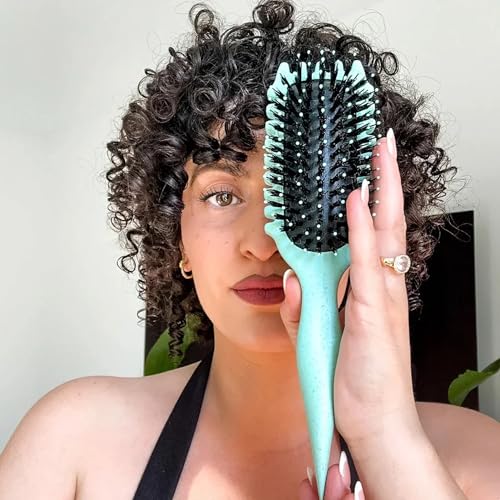 Image of Curly Hair Brush - Curl Defining & Detangling Brush for Women & Men - Boar Bristle Styling Brush for Shaping, Combing & Enhancing Natural Curls - Suitable for All Hair Types