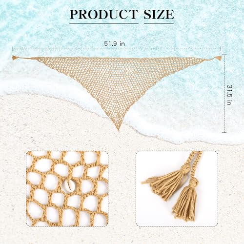 Women Mermaid Skirt Crochet Cover Up with Seashell Waist Chain Hollow Out Swimsuit Shell Beach Fishnet Skirt Bikini Wrap3
