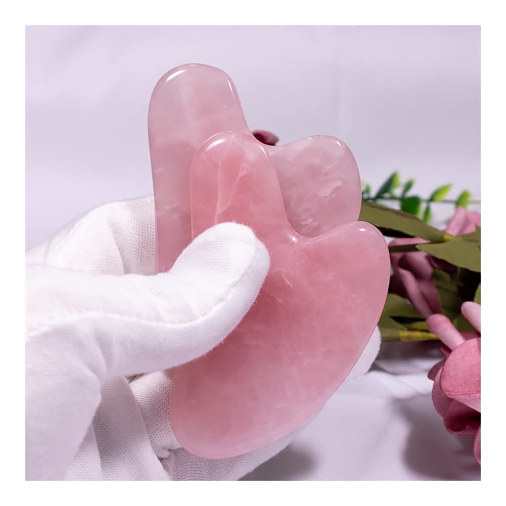 Regalo curativo Gua Sha Herramienta de masaje de raspado Belleza asiática Secreto Cuarzo rosa natural Tallado Pulido Salud Relajación Cristal Placa de desguace for decoración de la habitación ( Color