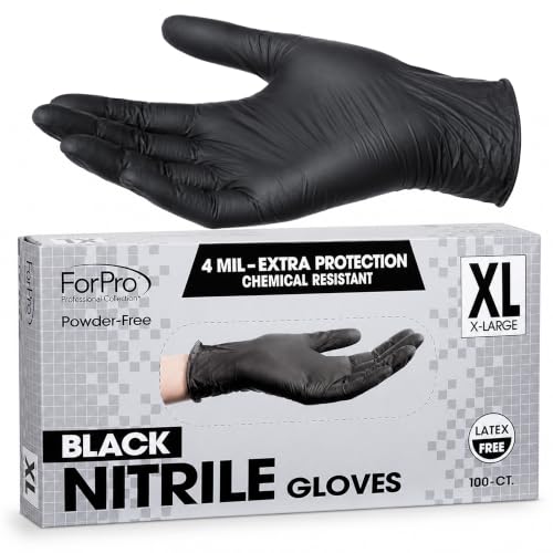 Image of ForPro Disposable Nitrile Gloves, Chemical Resistant, Powder-Free, Latex-Free, Non-Sterile, Food Safe, 4 Mil