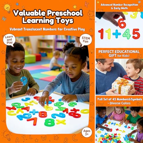 Image of Bbiamsleep 45PCS Plastic Numbers Symbols Colorful Light Table Manipulatives
