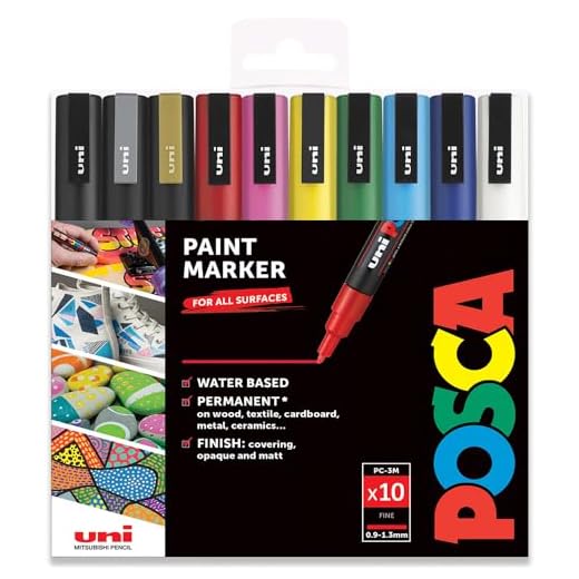 Posca PC-3M - Rotuladores para pintar, punta de 0,9 a 1,3 mm, 10 unidades