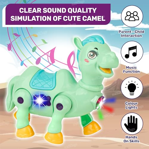 Image of Zest 4 Toyz Musical Toy for Kids | Musical Camel Toy for Kids | Flashing Lights & Sound Toys | Interactive Baby Crawling Toy | Battery Operated Toys | Birthday Gift for Boys and Girls - Green