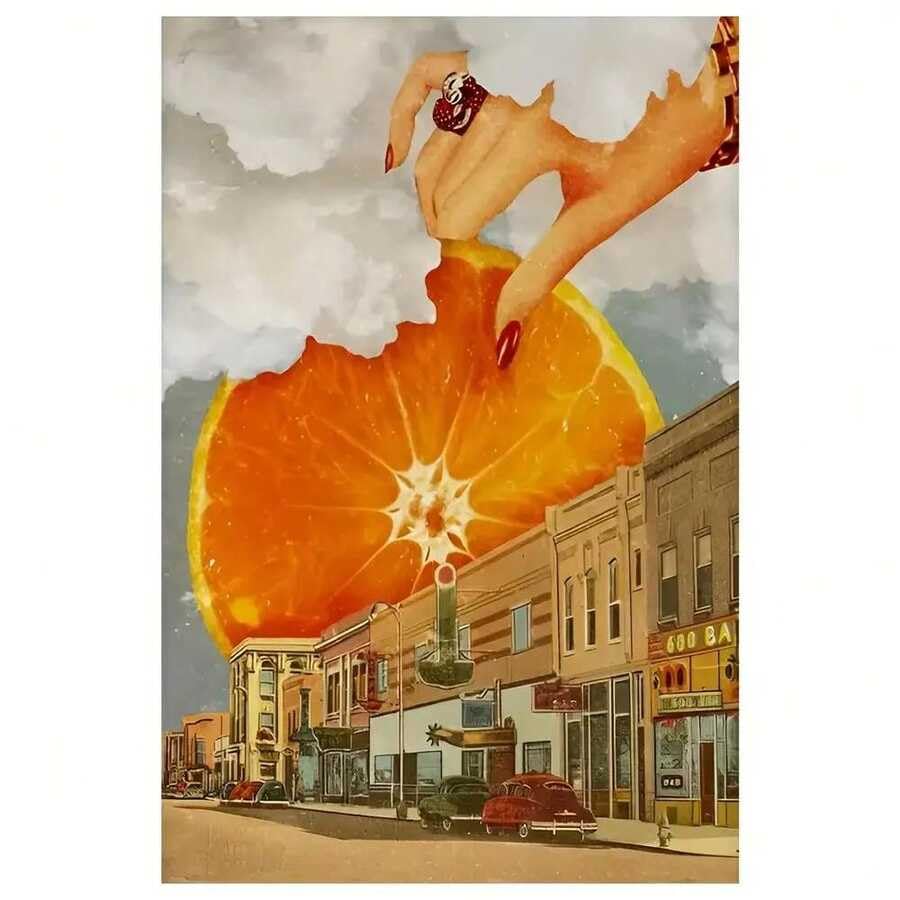 Peinture à l'huile sur toile abstraite surréaliste vintage 20x30