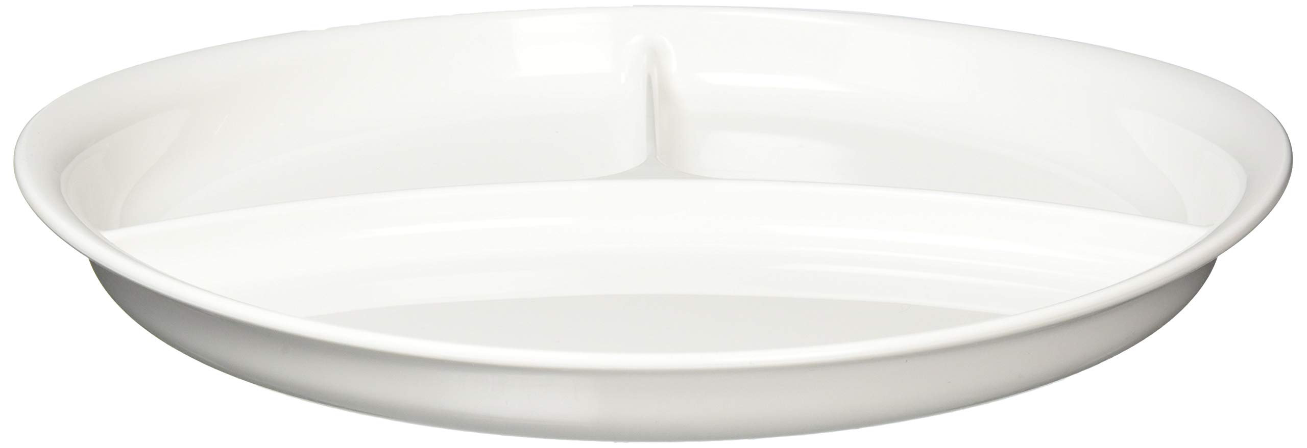 Pearl Metal K-6387 Tableware Plate with Divider, Round Plate, Easy to Apply, White, Made in Japan, Approx. Width 6.9 x Depth 10.2 x Height 1.2 inches (17.5 x 26 x 3 cm)
