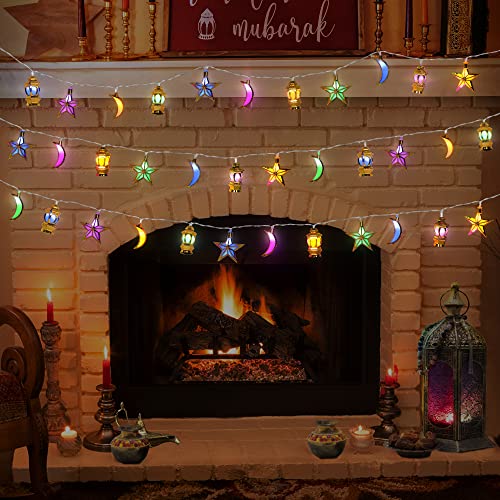 [Timer] Ramadan Eid Mubarak Decorations String Lights 10Ft 20 Led Lantern Star Moon Ramadan Lights Battery Operated, 8 Modes Ramadan Decorations Lights Eid Decorations For Home Party Indoor Outdoor #TOP4