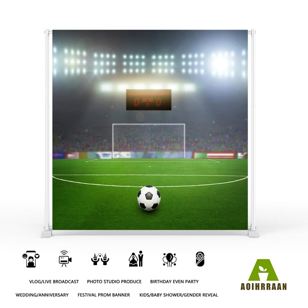 Aoihrraan 3x3m Calcio Campo Sfondo Scuola Stadio Calcio Partita Sport Tema Fotografia Sfondo Ragazzi Compleanno Festa Palestra Club Poster Video Ritratto Decorazione Banner Foto Studio Prop