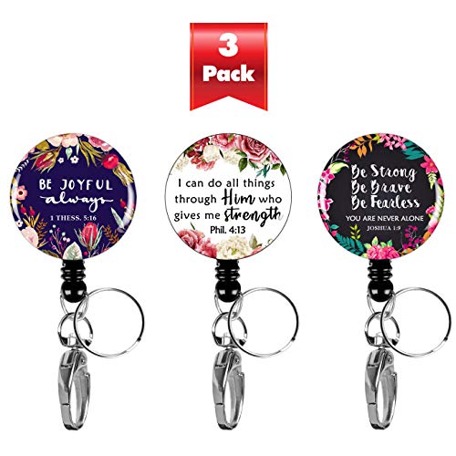 3-PK Decorative Retractable Badge Reel with Alligator Clip. 21 Inch Retractable Cord. Waterproof