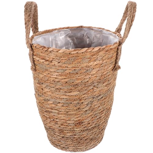 BESPORTBLE Cesto De La Ropa Cestas Pequeñas para Organizar Cesta De Jardín Cesta De Mimbre Grande Pararse Cesta De Ropa De Bebé Soporte De La Planta De Ratán Esportón Autorriego Hogar