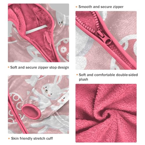 OTVEE Happy Easter Bunny Eggs Kids Hoodie Jacket Fall Spring Full Zip Warm Outwear Coat3