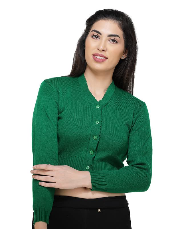Image of Women Winter Wear V-Neck Full Sleeves Regular Fit Woollen Blouse