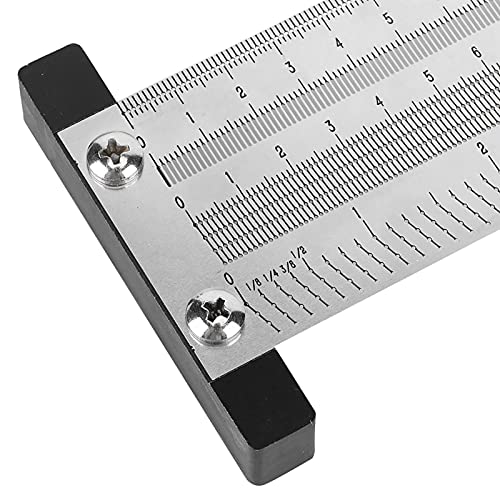 Ultra Precision Marking T-Rule Hole Ruler Stainless Scribing Mark Carpenter Line Gauge Carpenter Measuring Tool(12 inches) - Thumbnail 2