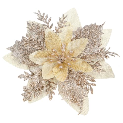 Xmastell 15 Stück Poinsettia Künstliche Blumen Dekorationen,...