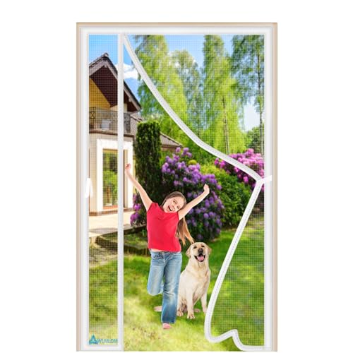 Mosquiteras Magneticas para Puertas Blanco 65x160cm Cortina Mosquiteras Magnética de Malla Anti-insectos Tela Mosquiteras de Ventanas para Puertas Correderas Terraza