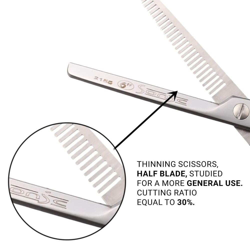 Kiepe 2155 Sonic Forbice Professionale Sfoltire 6 Pollici con 28 Denti – Forbice sfoltitrice a mezzo filo in acciaio inox impugnatura ergonomica semi-offset, Made in Italy per salone e uso domestico