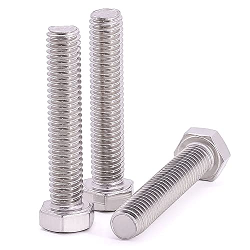 Image of M5-0.8 x 50mm (40 pcs) Hex Head Bolts, 304 Stainless Steel 18 /8, Strong Durable Hexagon Head Bolts, Full Thread Coverage, Coarse Thread, DIN933
