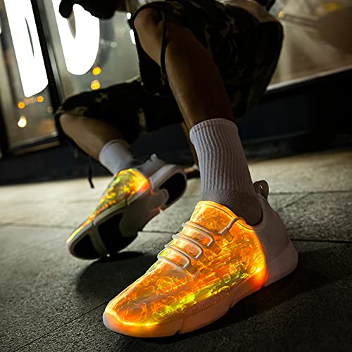 LED Fiber Optic Shoes Light Up Sneakers for Women Men Luminous Trainers Flashing Sneakers for Festivals, Christmas, Halloween, New Year Party with USB Charging, White4