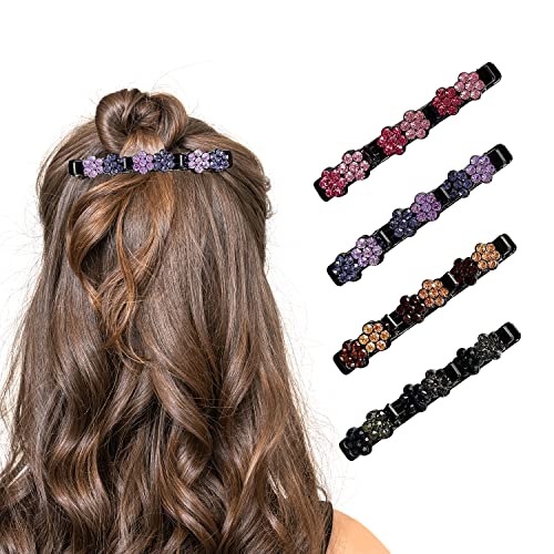 4pcs Braided Hair Clip for Women, Four-Leaf Clover Chopped H