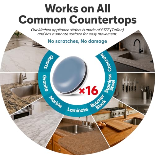 Image of 16PCS Appliance Sliders for Kitchen Black,Self-Adhesive Small Kitchen Appliance Slider Hacks Easy to MovIing & Space Saving Must Have Gadgets Mixer Accessories for countertop