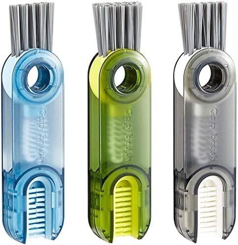 3 in 1 Tiny Cleaning Brush, 3 Pack Cup Lid Cleaner Brushes Set Mini Multi-Functional Crevice Cleaning Brush for Cleaning Baby Bottles, Narrow Neck Bottle, Sport Water Bottle, Tumbler, Glass Vase