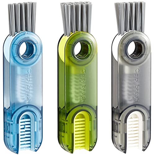 Image of 3 in 1 Tiny Cleaning Brush, 3 Pack Cup Lid Cleaner Brushes Set Mini Multi-Functional Crevice Cleaning Brush for Cleaning Baby Bottles, Narrow Neck Bottle, Sport Water Bottle, Tumbler, Glass Vase