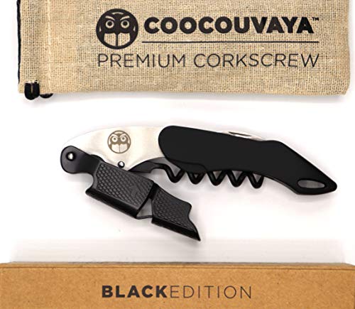 Coocouvaya Wise Products Premium Professional Corkscrew Wine Bottle Opener Black Edition for Wine