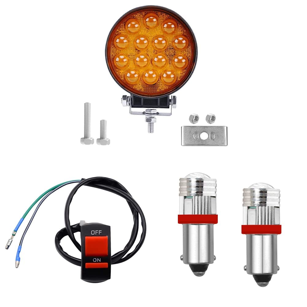 Allextreme EX14RY1 14 LED Round Fog Light 4 Inches Waterproof Off Road Driving Lamp for Car and Motorcycle (42W, Yellow Light, 1 PC)