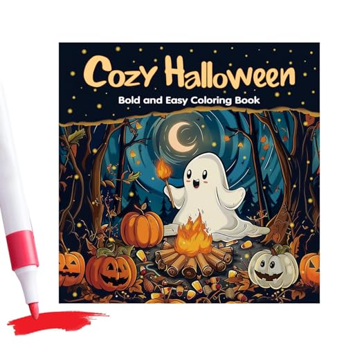 Libro para colorear de Halloween | Gran impresión Halloween Bastelset,Adultos Grasa y Fácil Libro para colorear - para días festivos, cumpleaños, Navidad, hogar, escuela, oficina, principiantes, niños