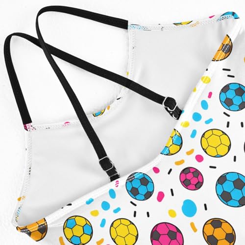 Girl's One Piece Swimsuit Multicolor Soccer Confetti Beach Bathing Swimwear4