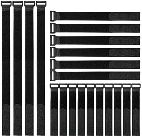 Reusable Fastening Cable Straps and Cable Ties Set 20 Pack(8"-12"-18") by YiwerDer, Adjustable Multi-Purpose Hook and Loop Cord Ties to Keep Cords Organized and Tidy