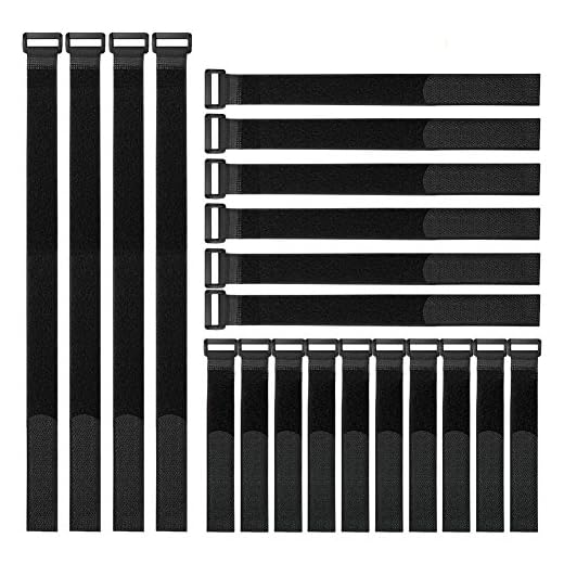 Reusable Fastening Cable Straps and Cable Ties Set 20 Pack(8"-12"-18") by YiwerDer, Adjustable Multi-Purpose Hook and Loop Cord Ties to Keep Cords Organized and Tidy
